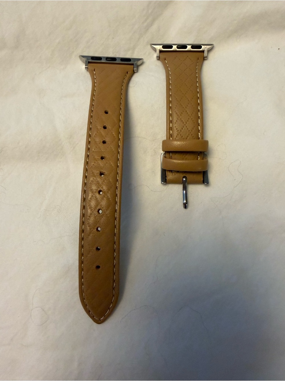 Solace Natural Leather Apple Watch Band – Tan/Silver – 38/40/41mm